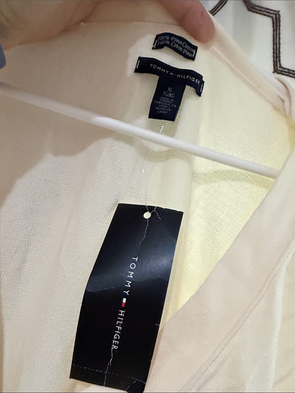 Tommy Hilfiger Cream Lightweight V-Neck Cardigan - Picture 2 of 2